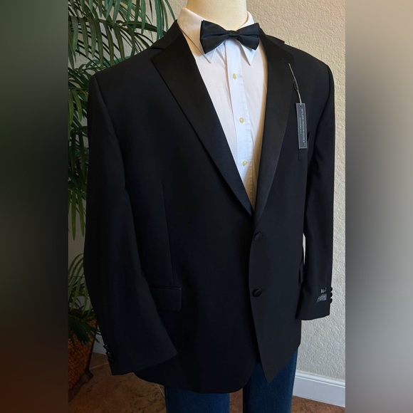 NEW TUXEDO JACKET SIZE 52R BLACK FORMAL EVENING MODERN FIT TUX SUIT COAT - Picture 3 of 10
